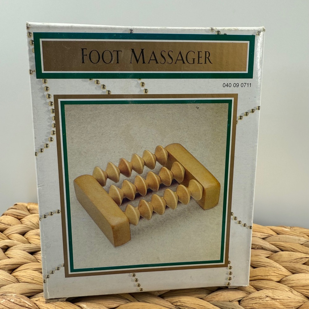 Vintage‎ Wooden Foot Massager Roller Gift Natural Wood Finish Soothes Tired Feet